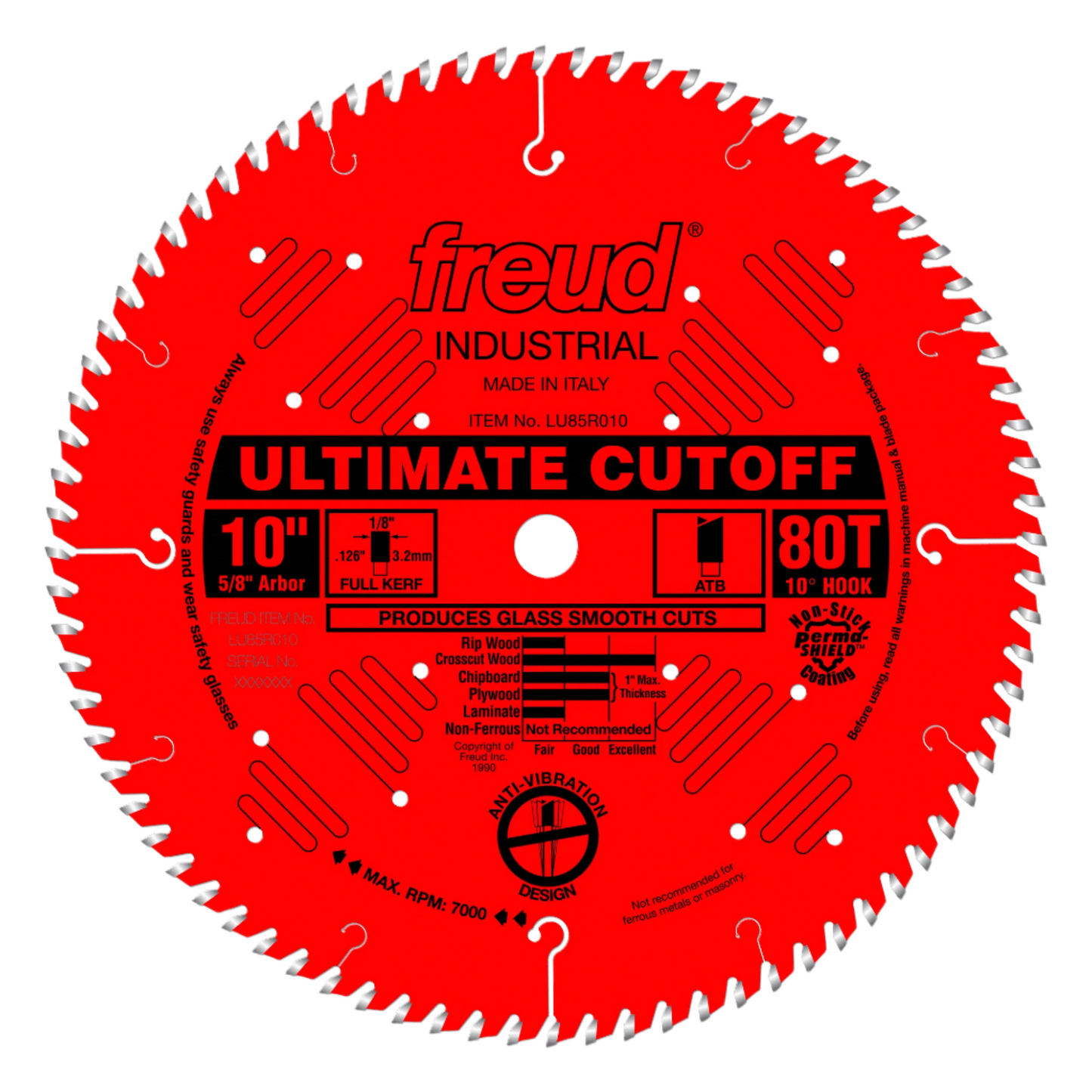 Freud, LU85R010 10" 80T ATB Ultimate Cut-Off Blade