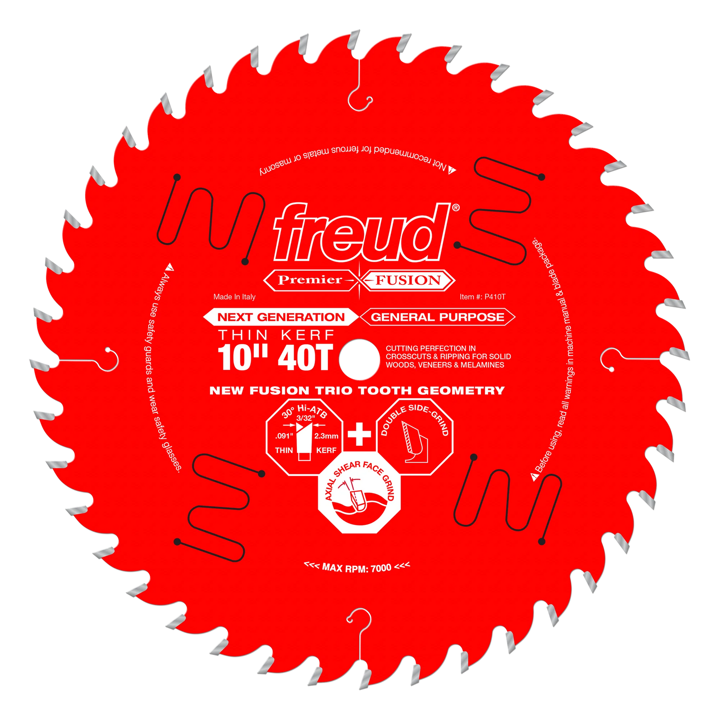Freud, P410T Fusion 10-inch Thin Kerf Saw Blade 5/8'' Arbor 40 Tooth