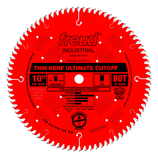 Freud LU74R010 10-inch Thin Kerf Ultimate Crosscut Blade 5/8'' Arbor
