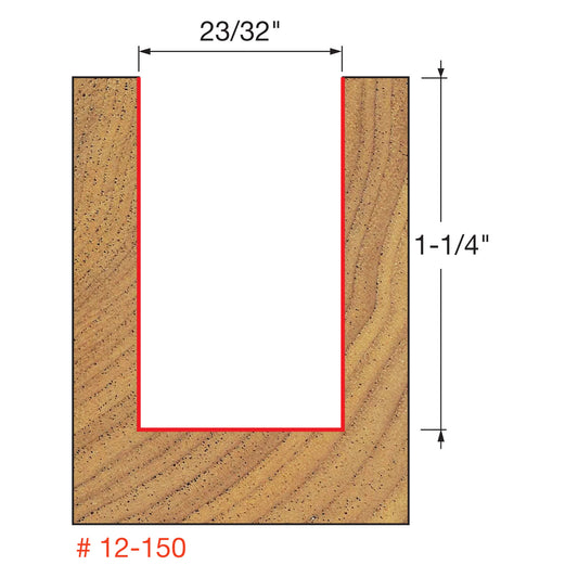 Freud, 12-150 23/32'' Double Flute Undersized Plywood Straight Router Bit 1/2'' Shank