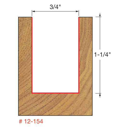 Freud, 12-154 3/4'' Double Flute Straight Router Bit 1/2'' Shank