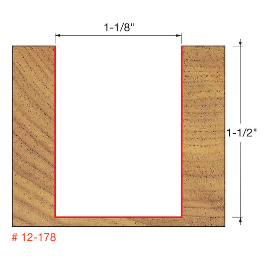 Freud, 12-178 1-1/8'' Double Flute Straight Router Bit 1/2'' Shank
