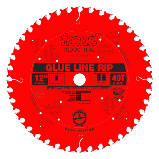Freud, LM74R012 12-Inch 40 Tooth TCG Glue Line Ripping Saw Blade with 1-Inch Arbor and PermaShield Coating