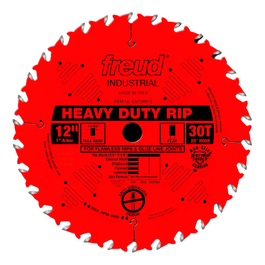 Freud LM72R012 12-Inch 30 Tooth FTG Glue Line Ripping Saw Blade with 1-Inch Arbor and PermaShield Coating