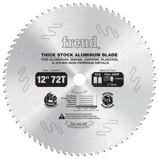 Freud, LU89M012 12" x 86-Tooth Industrial HD Thick Nonferrous Metals Blade 1" Arbor