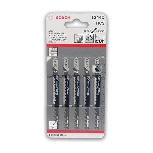 Bosch, T244D 5Pk Lames de scie sauteuse à tige en T 6 TPI 012176860