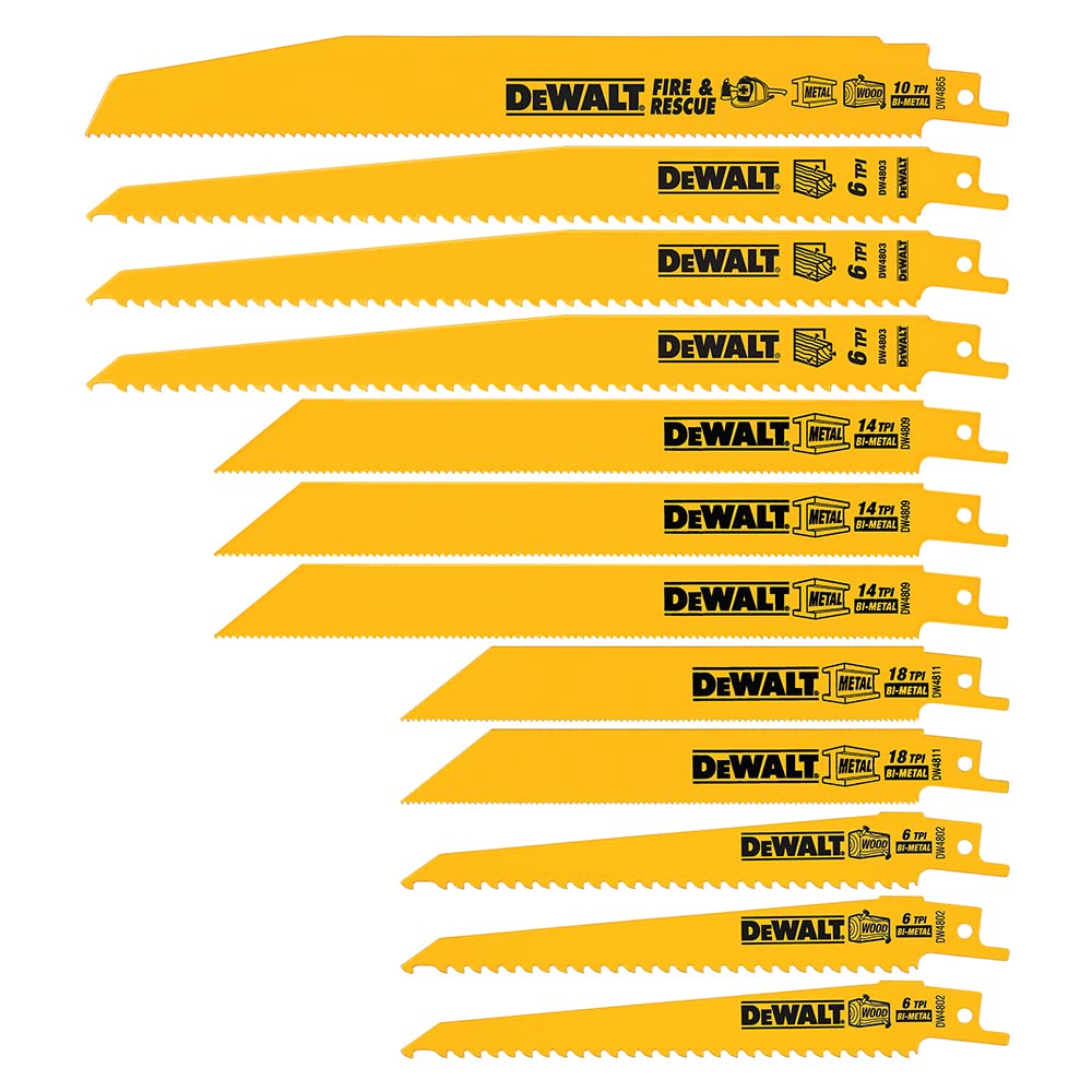 DeWalt, jeu de 12 lames de scie alternative DW4892