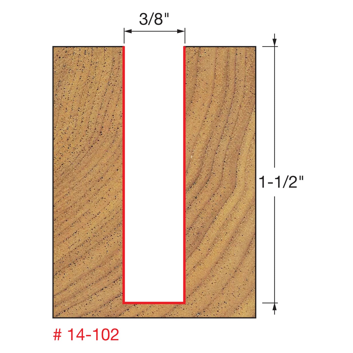 Freud, 14-102 3/8'' Double Flute Stagger Router Bit 1/2'' Shank