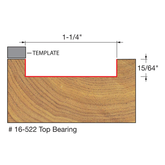 Freud, 16-522 1-1/4'' Top Bearing Mortising-Dado Router Bit 1/2'' Shank