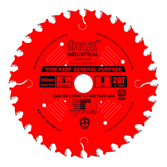 Freud LU86R006M20 160mm Thin Kerf General Purpose Blade fits Festool Saw fits Festool