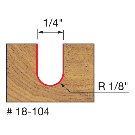 Freud,18-104 1/4'' Round Nose Router Bit 1/4'' Shank