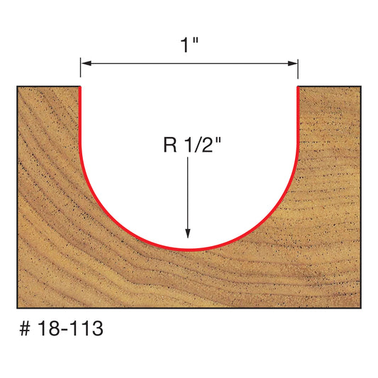 Freud, 18-113 1'' Round Nose Router Bit 1/4'' Shank