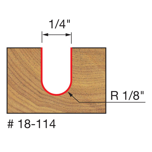 Freud, 18-114 1/4'' Round Nose Router Bit 1/2'' Shank