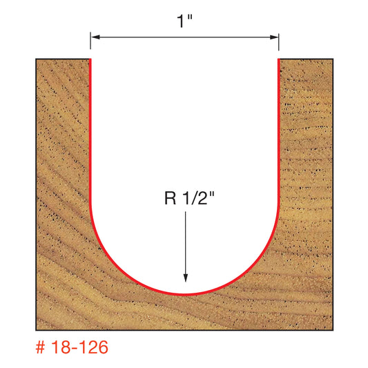 Freud, 18-126 1'' Round Nose Router Bit 1/2'' Shank