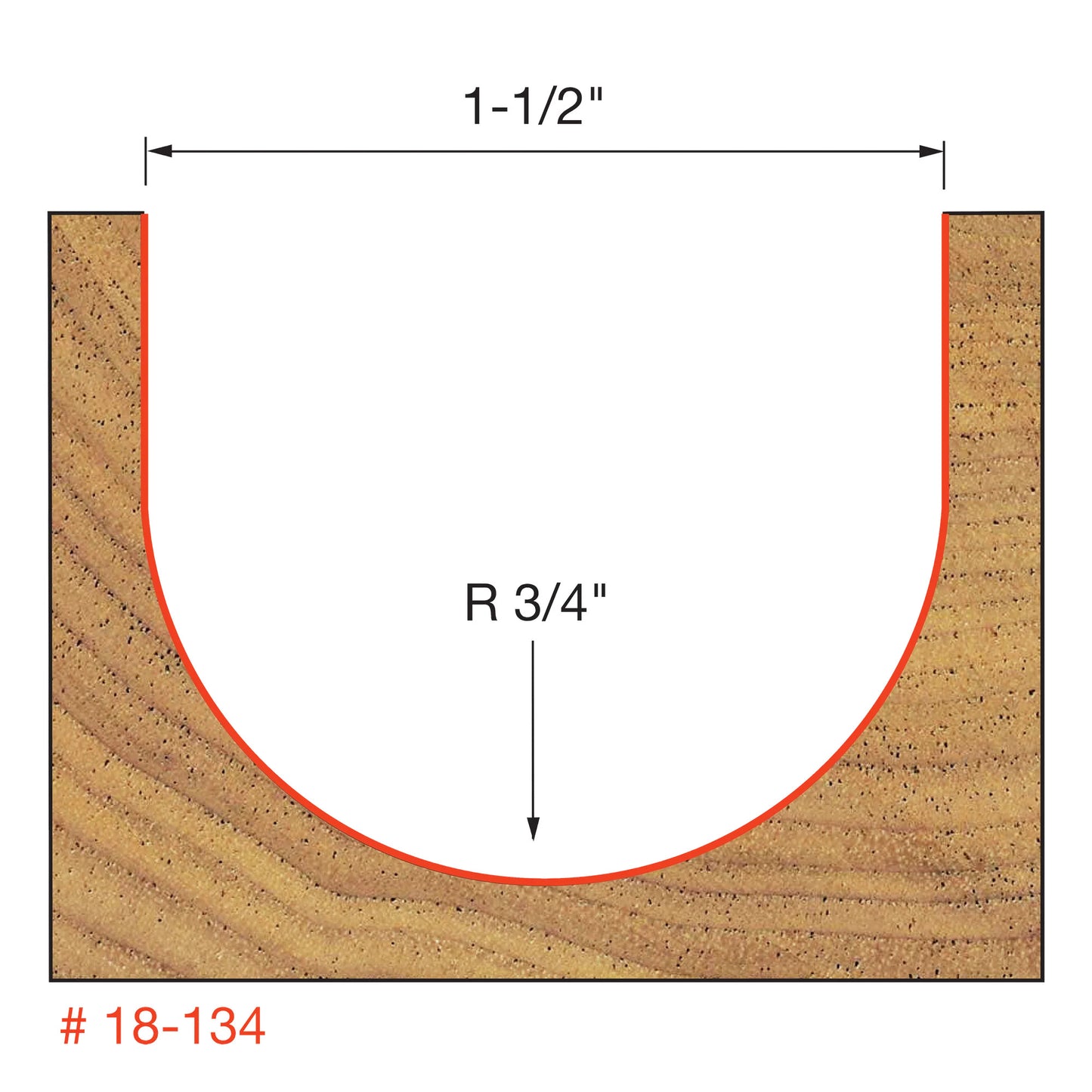 Freud, 18-134 1-1/2'' Round Nose Router Bit 1/2'' Shank