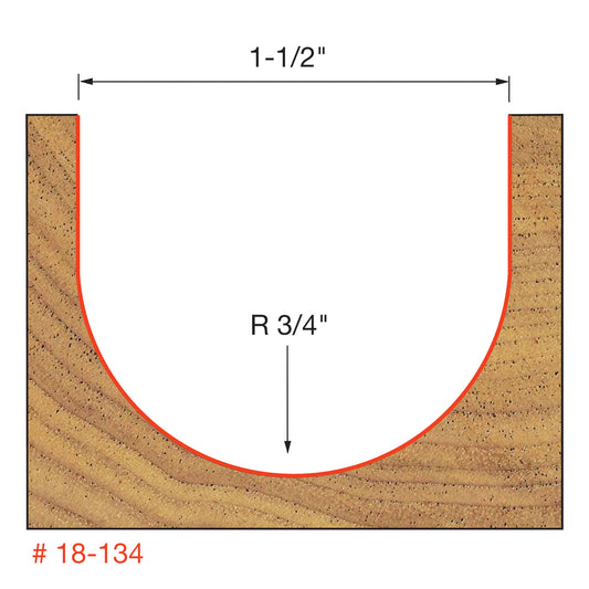 Freud, 18-134 1-1/2'' Round Nose Router Bit 1/2'' Shank