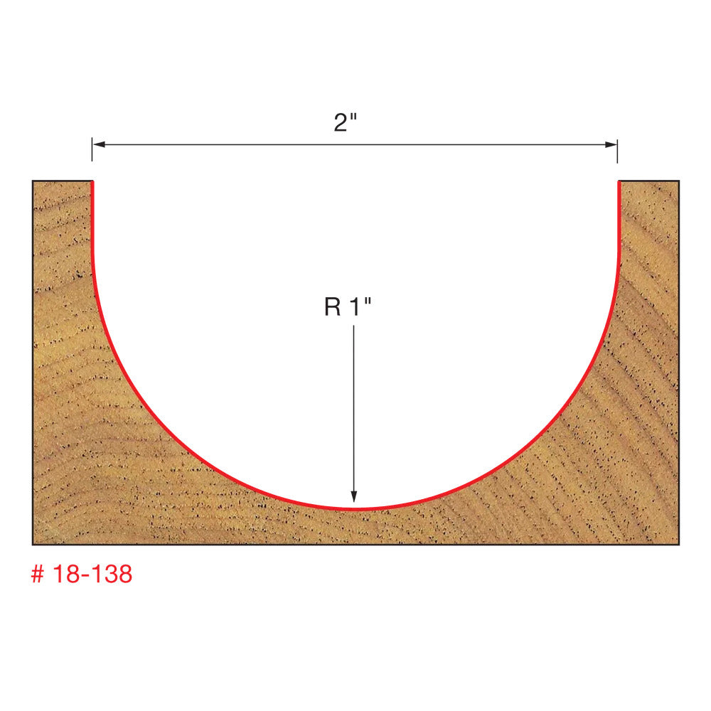 Freud, 18-138 2" Round Nose Router Bit 1/2" Shank