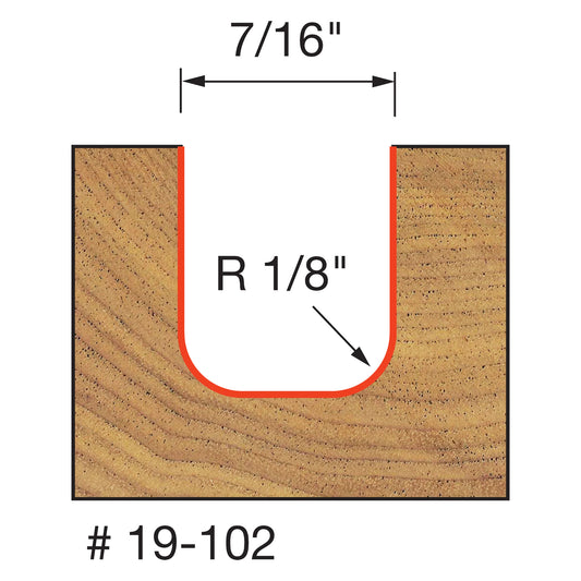Freud, 19-102 1/8'' Radius Dish Craving Router Bit 1/4'' Shank
