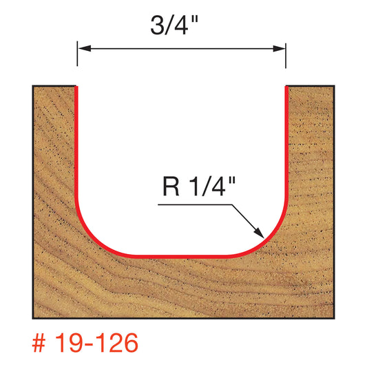 Freud, 19-126 1/4'' Radius Dish Craving Router Bit 1/2'' Shank