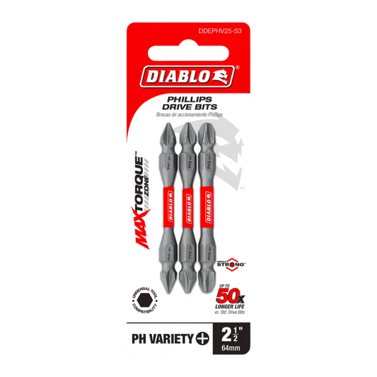 Diablo, DDEPHV25-S3 Double-Ended Phillips Drive Bit Assorted Pack