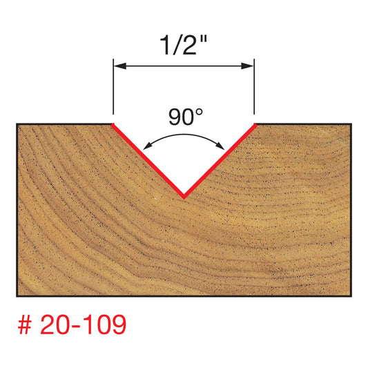Freud, 20-109 1/2" 90 Degree 'V' Grooving Router Bit 1/2" Shank