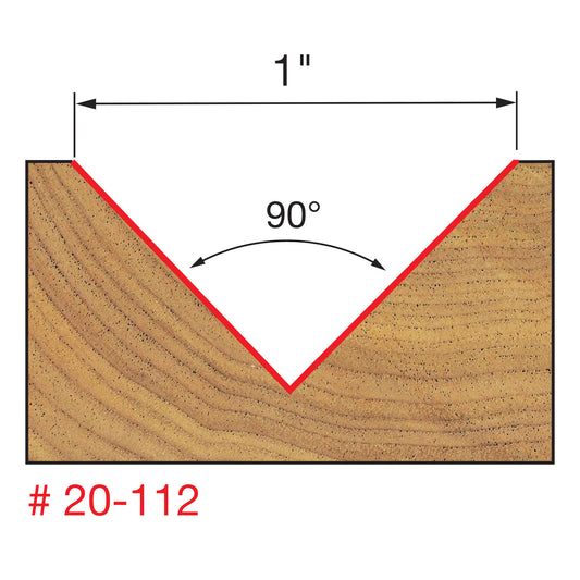 Freud, 20-112 1'' 90 Degree 'V' Grooving Router Bit 1/2'' Shank