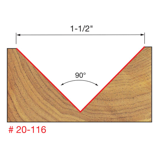 Freud 20-116 2'' 90º V Groove Router Bit 1/2'' Shank