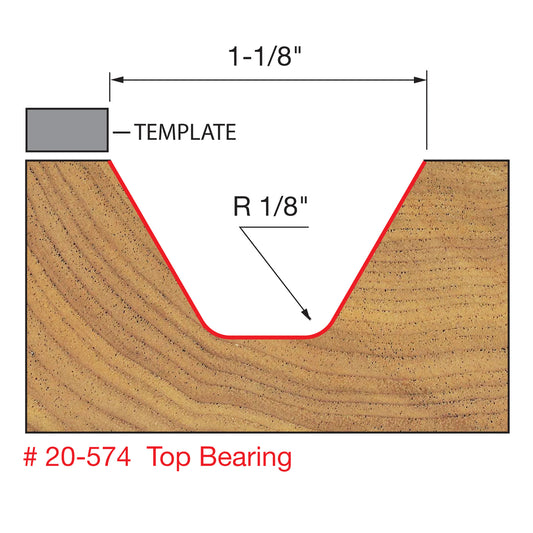 Freud, 20-574 Embout à lettrage 1-1/8'' 60º / Roulement supérieur Tige 1/2'' 13086