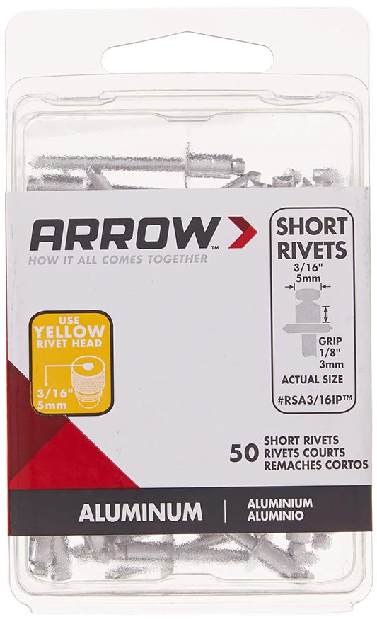 Arrow, RSA3/16IP 3/16'' Short Aluminum Rivets