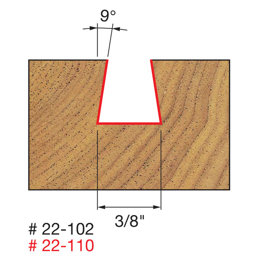 Freud, 22-110 9º Dovetail Router Bit 1/2'' Shank