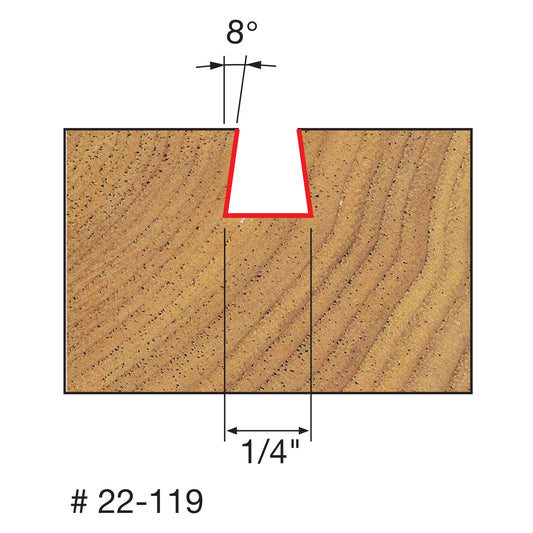 Freud, 22-119 8º Dovetail Router Bit 1/4'' Shank