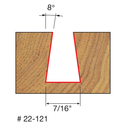Freud, 22-121 8 deg Dovetail Router Bit 1/4'' Shank