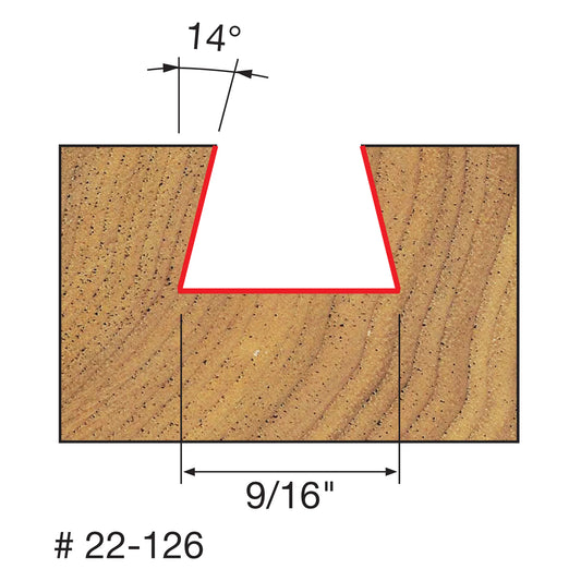 Freud, 22-126 14º Dovetail Router Bit 1/4'' Shank