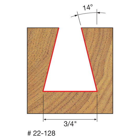Freud, 22-128 14º Dovetail Router Bit 1/4" Shank
