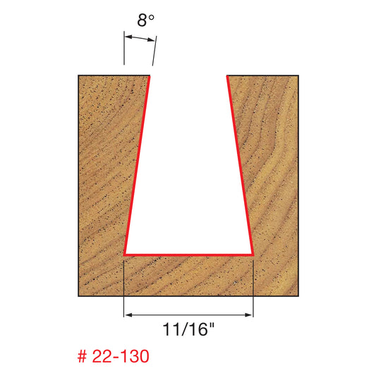 Freud, 22-130 8º Dovetail Router Bit 1/2'' Shank