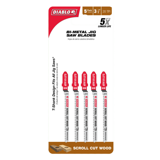 Diablo, DJT101AOF5 Bi-Metal T-Shank Jig Saw Blades 5 Pk