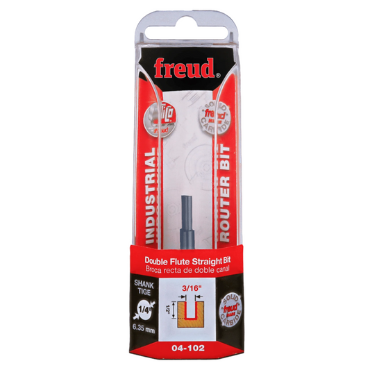 Freud, 04-102 3/16'' Double Flute Straight Router Bit 1/4'' Shank 13027