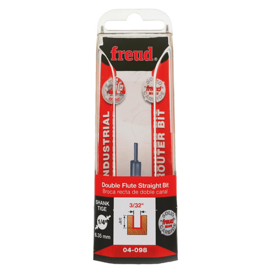 Freud, 04-098 3/32'' Double Flute Straight Router Bit 1/4'' Shank