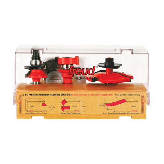 Freud, 97-156 3 Piece Premier Adjustable Cabinet Router Bit Set (Round Over Profile) 1/2'' Shank