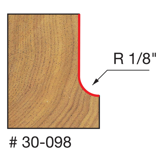 Freud, 30-098 1/8'' Radius Cove Router Bit 1/4'' Shank