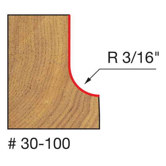 Freud, 30-100 3/16'' Radius Cove Router Bit 1/4'' Shank