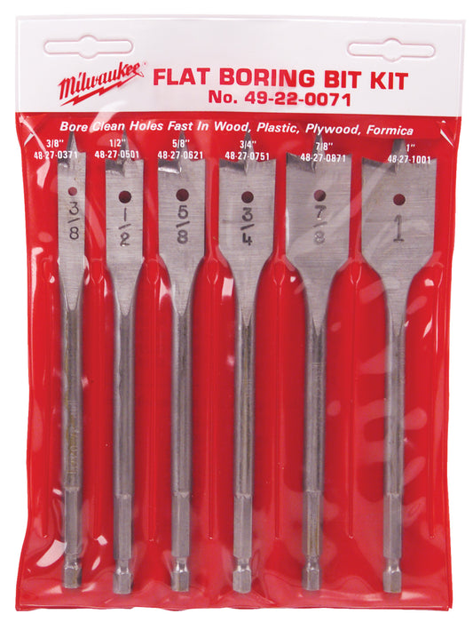 Milwaukee, 49-22-0071 Flat Boring Bit 6" Universal Set - 6PC
