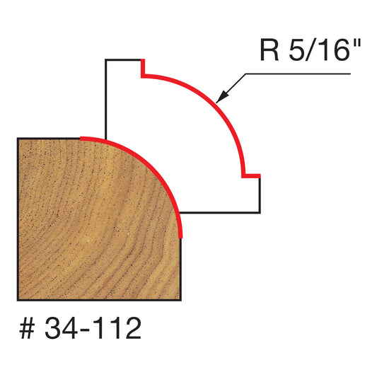 Freud, 34-112 5/16''Quadra-Cut Radius Round Over Rounding Router Bit 1/4'' Shank