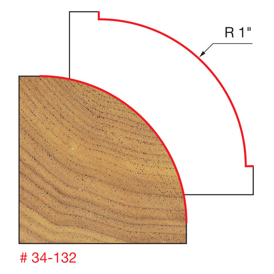 Freud, 34-132 Quadra-Cut 1'' Round Rounding Over Router Bit 1/2'' Shank