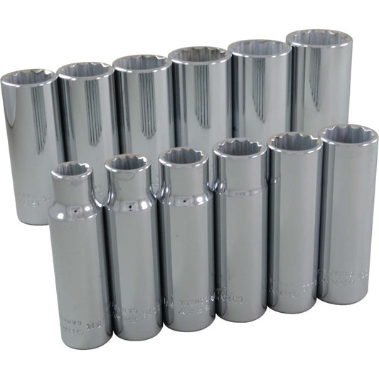 Gray Tools, 35312 12-pc Chrome Deep SAE 12-point Socket Set