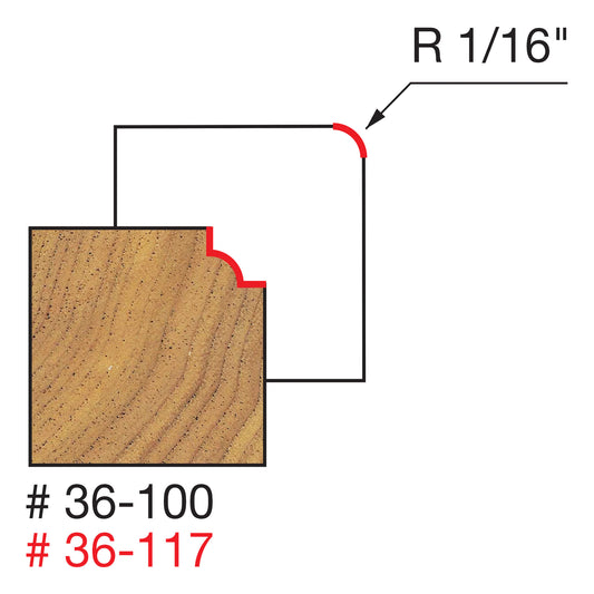 Freud, 36-100 1/16'' Radius Beading Router Bit 1/4'' Shank