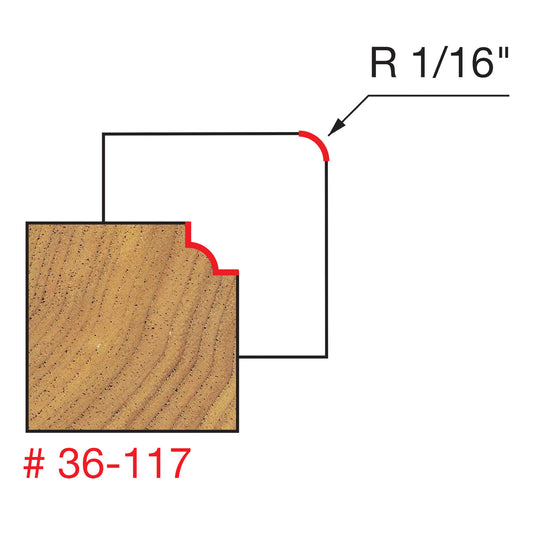 Freud, 36-117 1/16'' Radius Beading Router Bit 1/2'' Shank