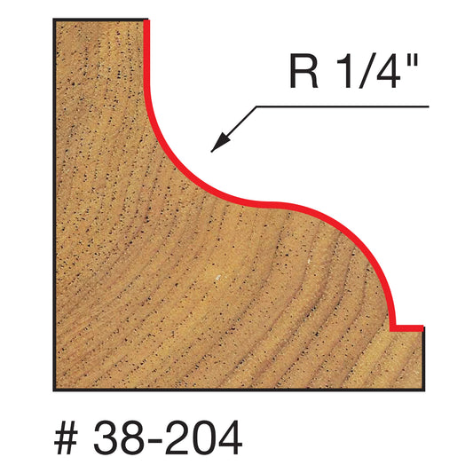 Freud, 38-204 1/4'' Radius Ogee Fillet Router Bit 1/4'' Shank