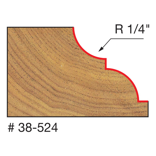 Freud, 38-524 1/4'' Radius Classical Bold Cove & Bead Router Bit 1/4'' Shank
