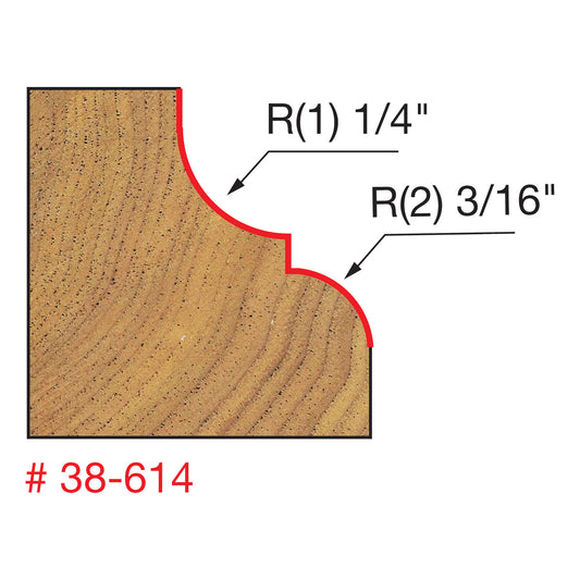 Freud 38-614 Quadra-Cut Classical Cove & Round Router Bit 1/2'' Shank